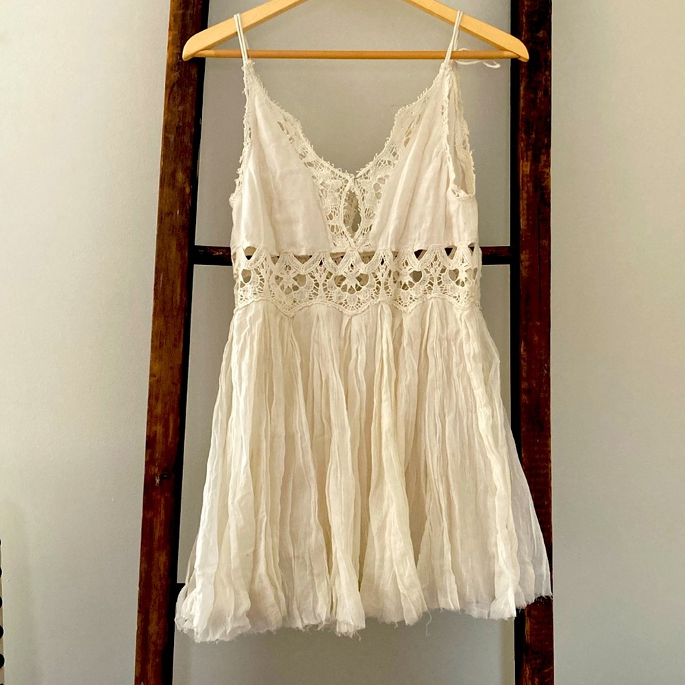 Free People Elegant White Lace Dress